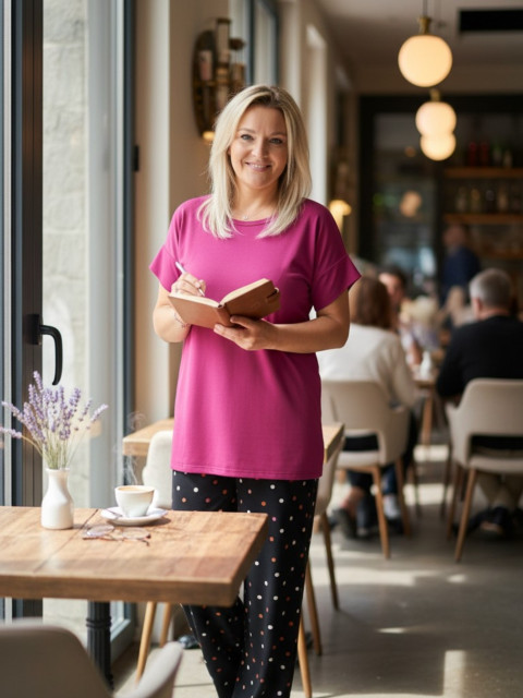 Dámská tunika Fuchsie - M/L tunika halenka triko top černé tmavá 