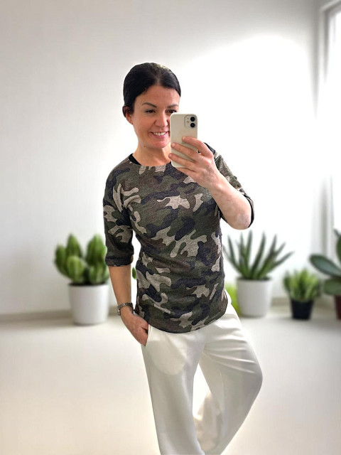 Dámské triko maskáč - M/L tunika halenka triko top černé tmavá 