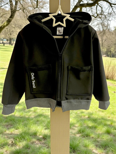 Dětská soft bunda černá - 104/110 zimní teplá bunda funkční softshell softshellová  Dětská soft bunda černá - 104/110 zimní teplá bunda funkční softshell softshellová