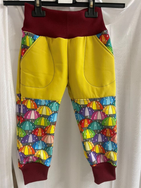 Dětské softshell kalhoty Deštník 92 dětské kalhoty bavlněné tepláky hořčicové baggy  Dětské softshell kalhoty Deštník 92 dětské kalhoty bavlněné tepláky hořčicové baggy