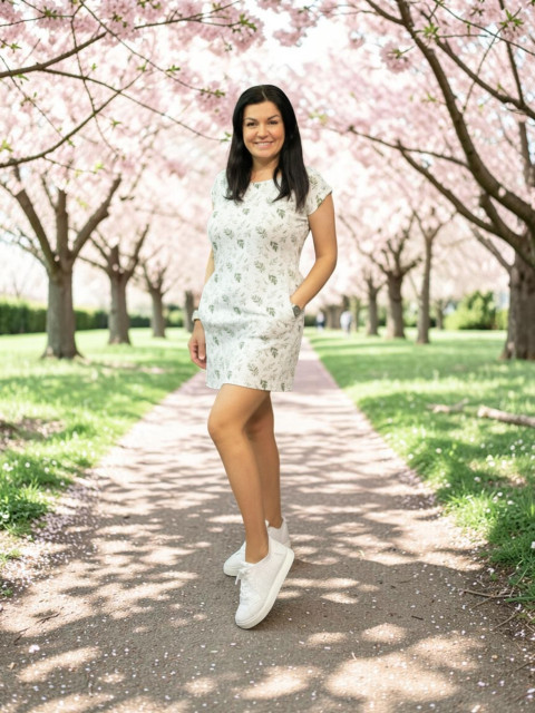 Dámské mušelin šaty lístky- S/M 