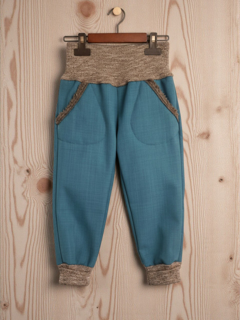 Dětské softshell kalhoty beránek dětské kalhoty bavlněné tepláky hořčicové baggy 