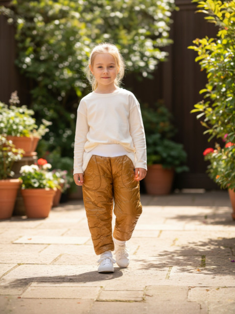 Dětské oteplováky - 110 dětské kalhoty bavlněné tepláky hořčicové baggy 
