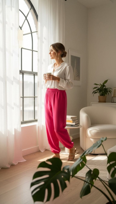 Kostýmové harémky pink S/M,M/L 
