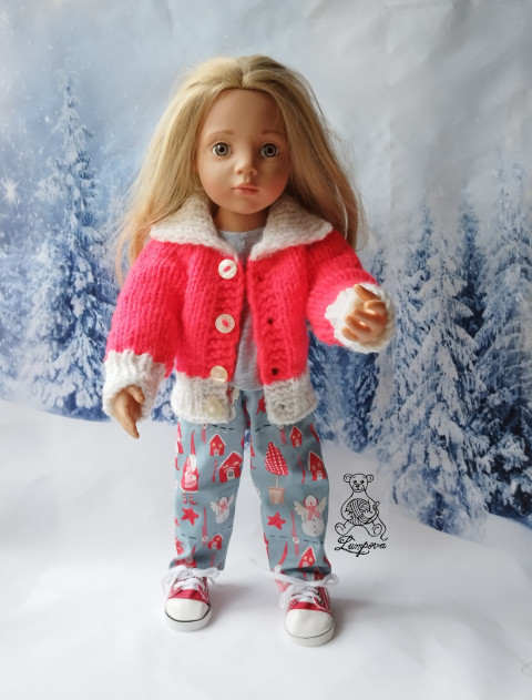 teplý svetr - sleva panenka čepička pletený hračka pletené svetr akryl oblečky pro děti gotz 