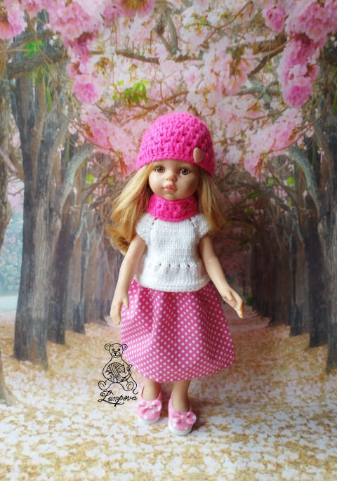 čepička s nákrčníkem panenka čepice čepička nákrčník botičky oblečky pro panenky doplnky paola reina paola reina 