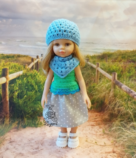 čepička s šátkem panenka čepice čepička šátek nákrčník botičky oblečky pro panenky doplnky paola reina paola reina 