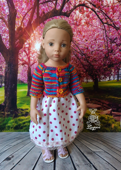 svetřík pro Gotz dárek pletený kytičky svetřík knoflíčky na panenku gotz 