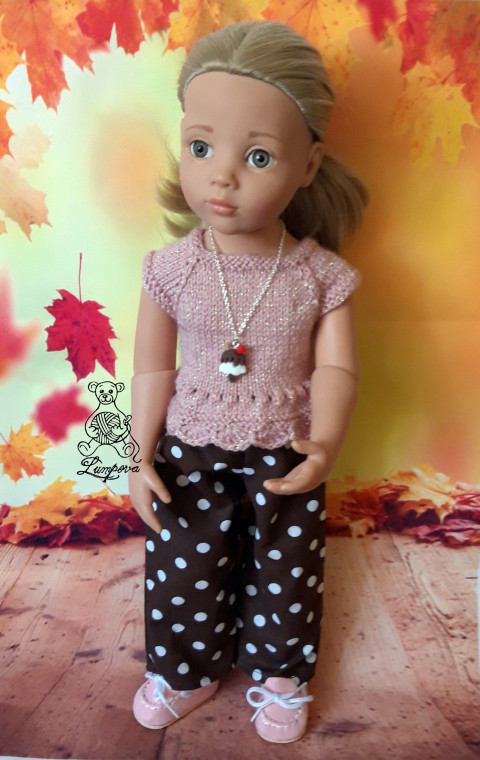 kalhoty pro panenku Gotz dárek děti panenka halenka sukně šaty oblečení knoflík kalhoty šatičky sukénka ruční práce pro panenky doplnek gotz 
