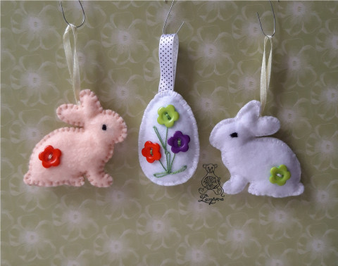 zajíček béžový dekorace šití ozdoba velikonoční filc vajíčko plst ruční práce velikonce 