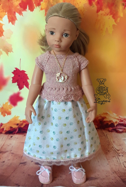 sukénka dárek děti panenka halenka sukně šaty oblečení knoflík šatičky sukénka ruční práce pro panenky doplnek gotz 