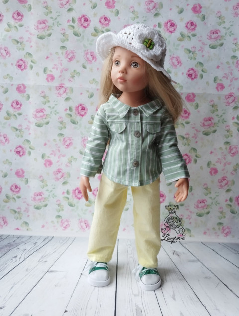 klobouček dárek děti panenka květina halenka čepice čepička klobouk šaty oblečení knoflík tričko klobouček šatičky ruční práce pro panenky doplnek gotz 