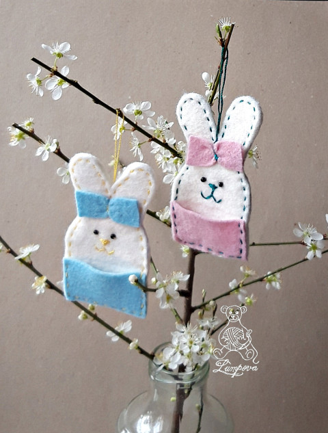 jarní ušáčci dekorace ptáček šití ozdoba ptáčci velikonoční filc vajíčko plst ruční práce velikonce 