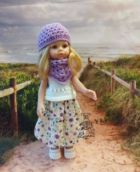 Halenka panenka čepice čepička nákrčník botičky oblečky pro panenky doplnky paola reina paola reina 