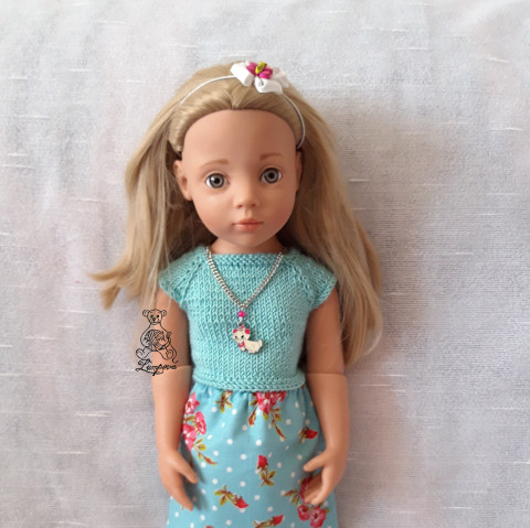 Náhrdelník pro panenku Gotz náhrdelník dárek děti panenka halenka čepička přívěšek květ oblečení čelenka gumička bižuterie kalhoty tričko klobouček oblečky doplňek sukénka do vlasů pro panenky paola reina gotz 