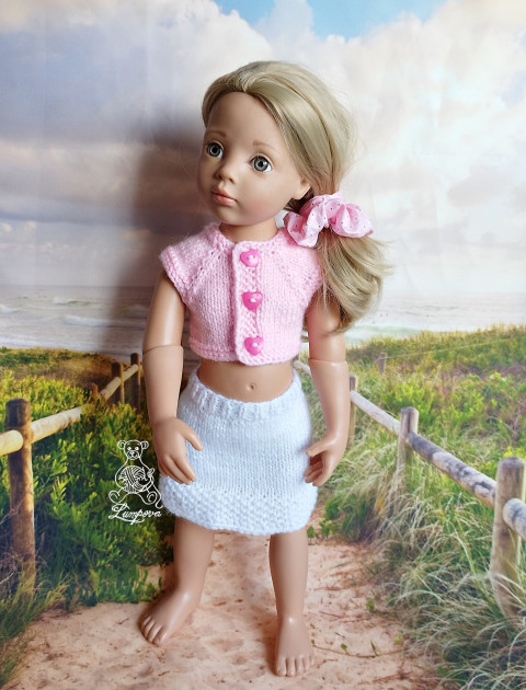 sukénka pro Gotz dárek děti panenka halenka šaty oblečení knoflík tričko šatičky ruční práce pro panenky doplnek gotz 