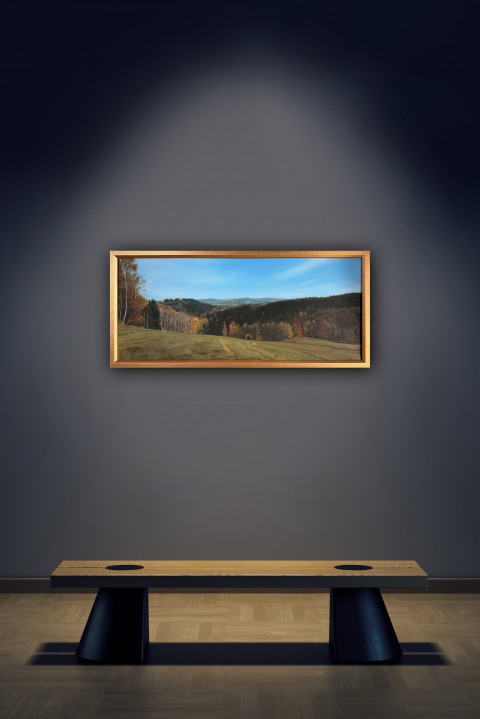 Stíny podzimu - Krajina 30x70cm malba příroda krajina akryl 