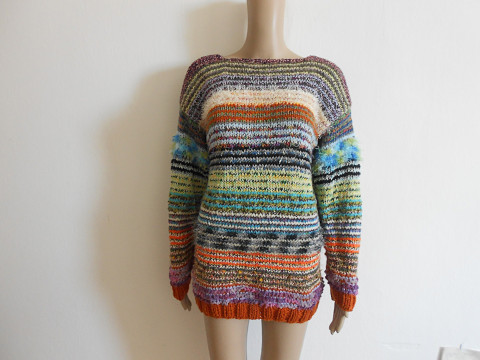 Ručně pletený svetr S,M s modrá bílá svetr akryl rezavá vlna merino m  Ručně pletený svetr S,M s modrá bílá svetr akryl rezavá vlna merino m