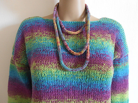 Pletený náhrdelník-náramek náhrdelník náramek zelená modrá fialová pletený 