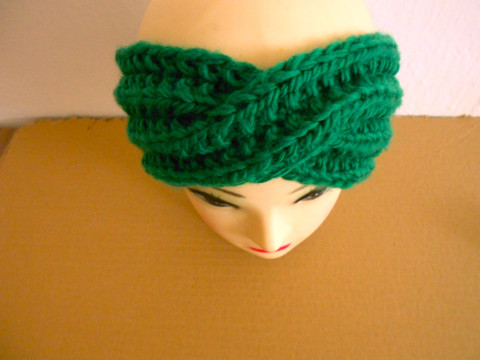 Křížená čelenka merino zelená dámská čelenka merino křížená  Křížená čelenka merino zelená dámská čelenka merino křížená
