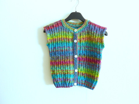 Vestička s merinem vel. 116-122 zelená modrá růžová žlutá akryl vlna vesta merino 