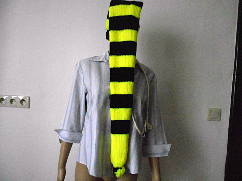 Maxi dlouhá čepice 2v1 s merinem čepice černá maxi žlutá akryl dlouhá merino neónová 