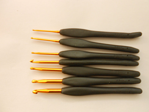 Háček na háčkování oranžová černá háčkování hliník háček silikon 