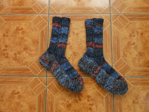 Teplé ponožky s vlnou 48-49 modrá šedá ponožky merino polyamid 48 49 