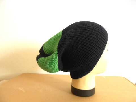 Velká čepice - hučka s merinem zelená modrá čepice černá akryl vlna merino 