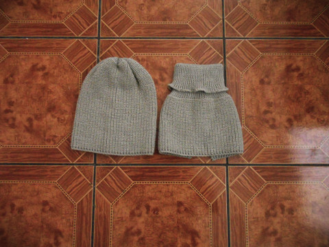 Souprava čepice a nákrčníku čepice béžová akryl nákrčník 