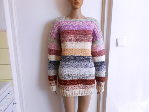 Svetr s merinem vel. M,L fialová růžová bavlna svetr béžová akryl vlna merino 