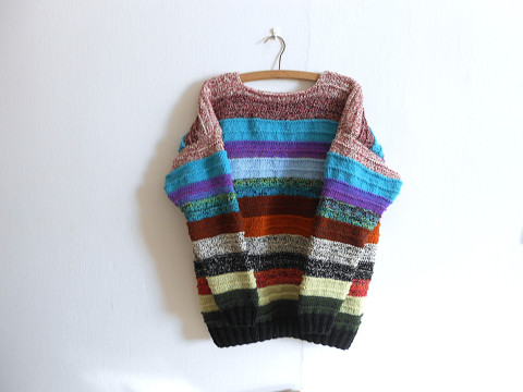 Svetr s merinem vel. L,XL modrá bílá svetr akryl rezavá vlna merino 