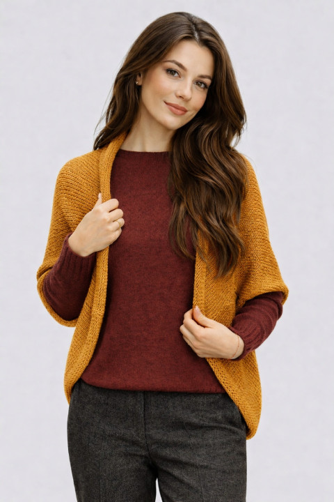 Pletená vesta - barva hořčicová pletená vesta ručně pletená vesta 