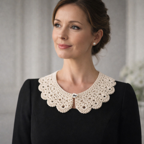 Háčkovaný límeček doplněk háčkovaný ozdoba dámský béžová límeček crochet pro ženy 