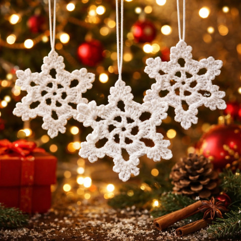 Vánoční ozdoba - vločka /8 cm/ vánoce háčkovaná bavlna bílá vánoční ozdoba akryl handmade vločka 