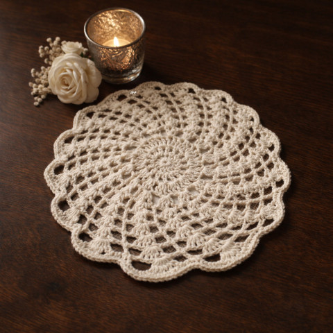 Prostírání bavlna prostírání háčkované prostírka dečka podložka ubrousek smetanová handmade podšálek polyester pod hrnek pod talíř pod misku 