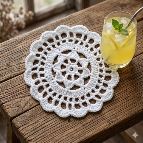 Prostírání bavlna prostírání bílá háčkované akryl prostírka podložka ubrousek handmade podšálek pod hrnek pod talíř pod misku 