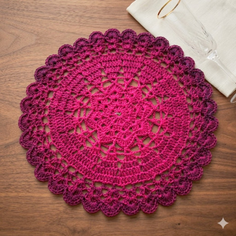 Háčkovaná dečka bavlna háčkované akryl prostírka dečka podložka ubrousek vínová světlemodrá mandala handmade podšálek purpurová na stůl pod hrnek pod talíř pod misku 
