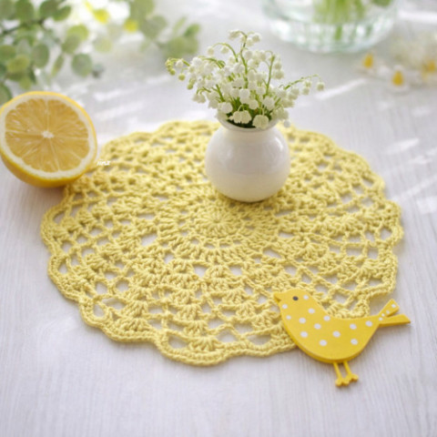 Prostírání bavlna prostírání žlutá háčkované akryl prostírka podložka ubrousek handmade citronová podšálek pod hrnek pod talíř pod misku 