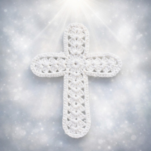 Háčkovaný kříž dárek křížek vánoce interiér bílá velikonoce ozdoba háčkované symbol kříž výzdoba handmade křtiny na zeď duchovní do okna na stěnu 55% bavlna 45% akryl 