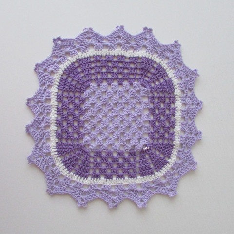 Háčkovaná dečka, prostírání čtverec fialová bavlna prostírání bílá háčkované akryl dečka fialková handmade 