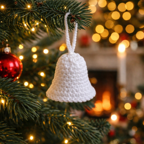 Háčkovaný zvoneček dekorace vánoce bílá háčkovaný zvonek ozdoba handmade vánoční ozdoba 