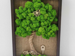 Mechový obraz, strom života, 30 cm