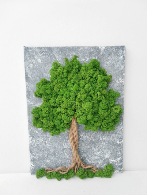 Mechový strom 30x40 obraz mech strom života mechová dekorace mechový strom 