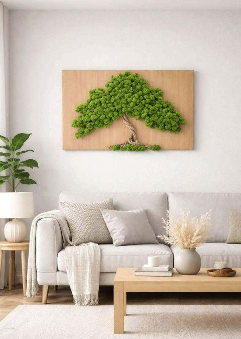 Mechový obraz, strom , 40x60 dekorace obraz zelený strom života mechový obraz sobí mech mechová dekorace mechový strom 