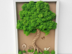 Mechový obraz, strom 50x70