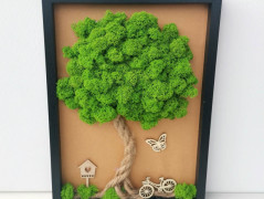 Mechový obraz, strom 50x70