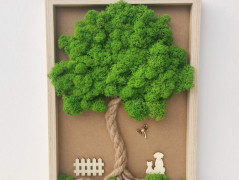 Mechový obraz, strom 50x70