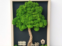 Mechový obraz, strom 50x70