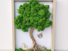 Mechový obraz, strom 50x70